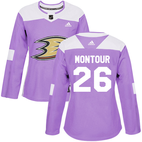 Adidas Ducks #26 Brandon Montour Purple Authentic Fights Cancer Women's Stitched NHL Jersey